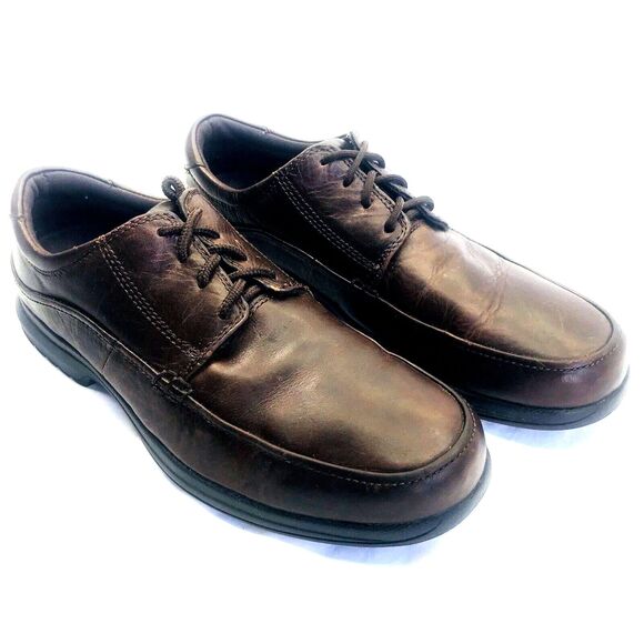 Rockport Shoes Leather Lace Oxford Apron Brown Casual 10.5 Men Webern Preppy main image 6